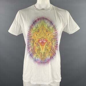 ETRO Size XL White Graphic Cotton Short Sleeve Shirt